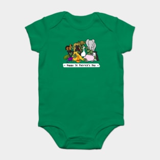 Cute Animals say Happy St Patricks Day Baby Bodysuit